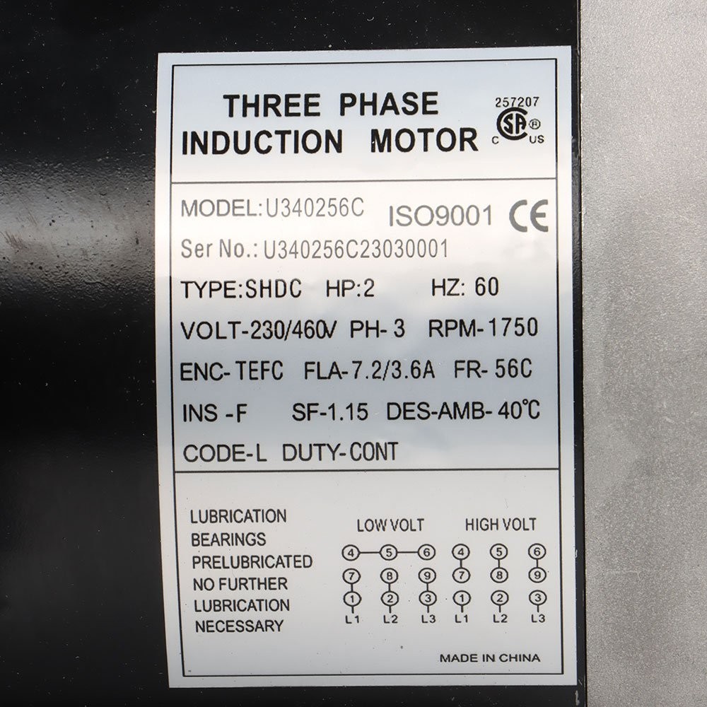 2 HP 1800 RPM General Electric Motor 3 Phase 56C Frame TEFC 230 / 460 Volt New