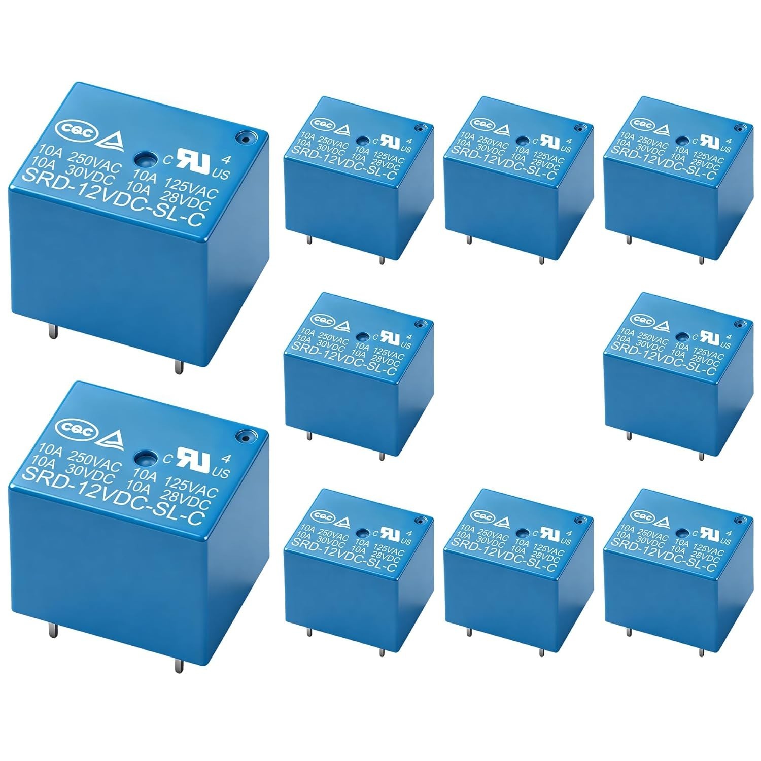 10Pcs PCB Power Relay , DC 12V Coil, 10A 250VAC, SPDT, 5 Pin, for Household A…