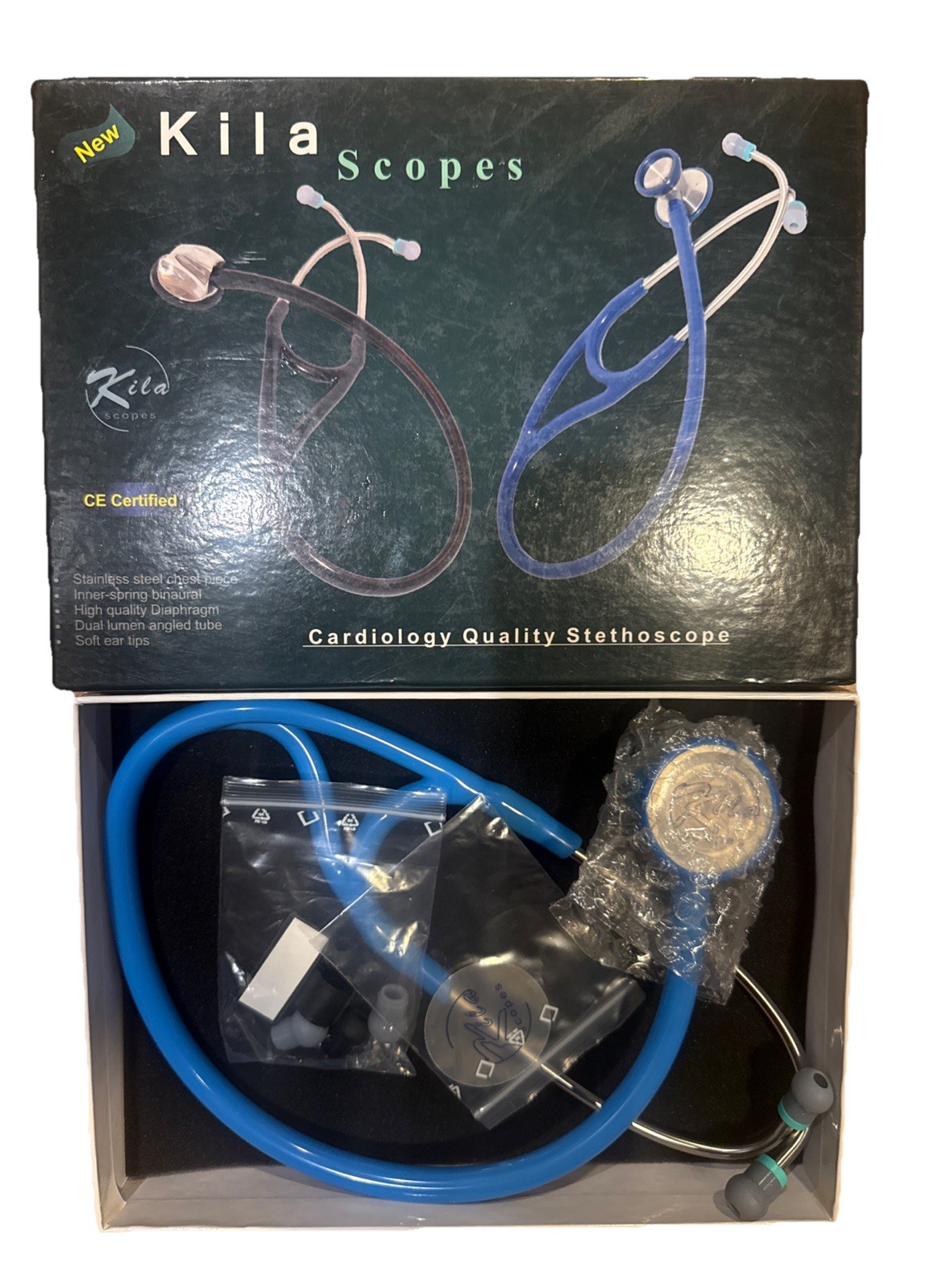 Kila Scopes Cardiology Quality Stethoscope CE certified Blue Color Stainless