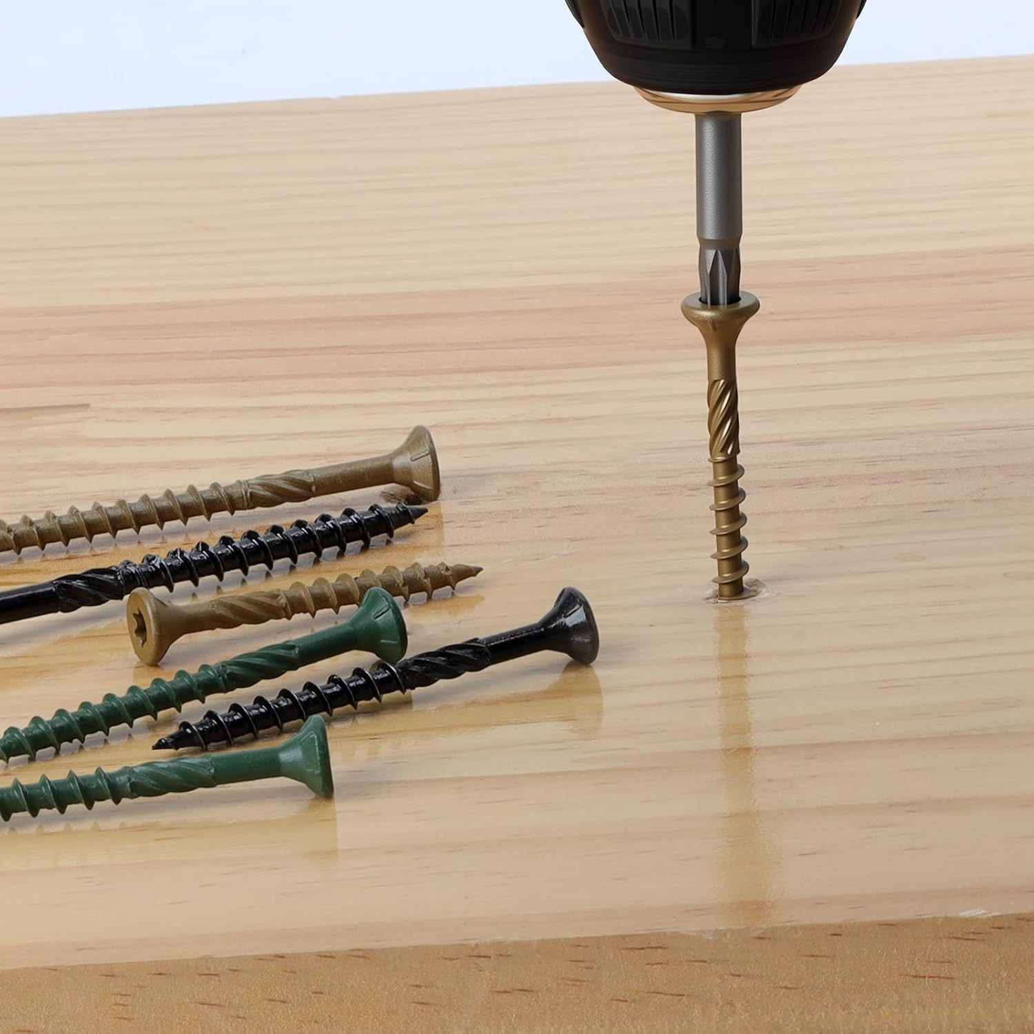 #8 X 1-5/8″ Heavy-Duty Deck Screws – Black Long Outdoor Wood Screws, Torx Drive