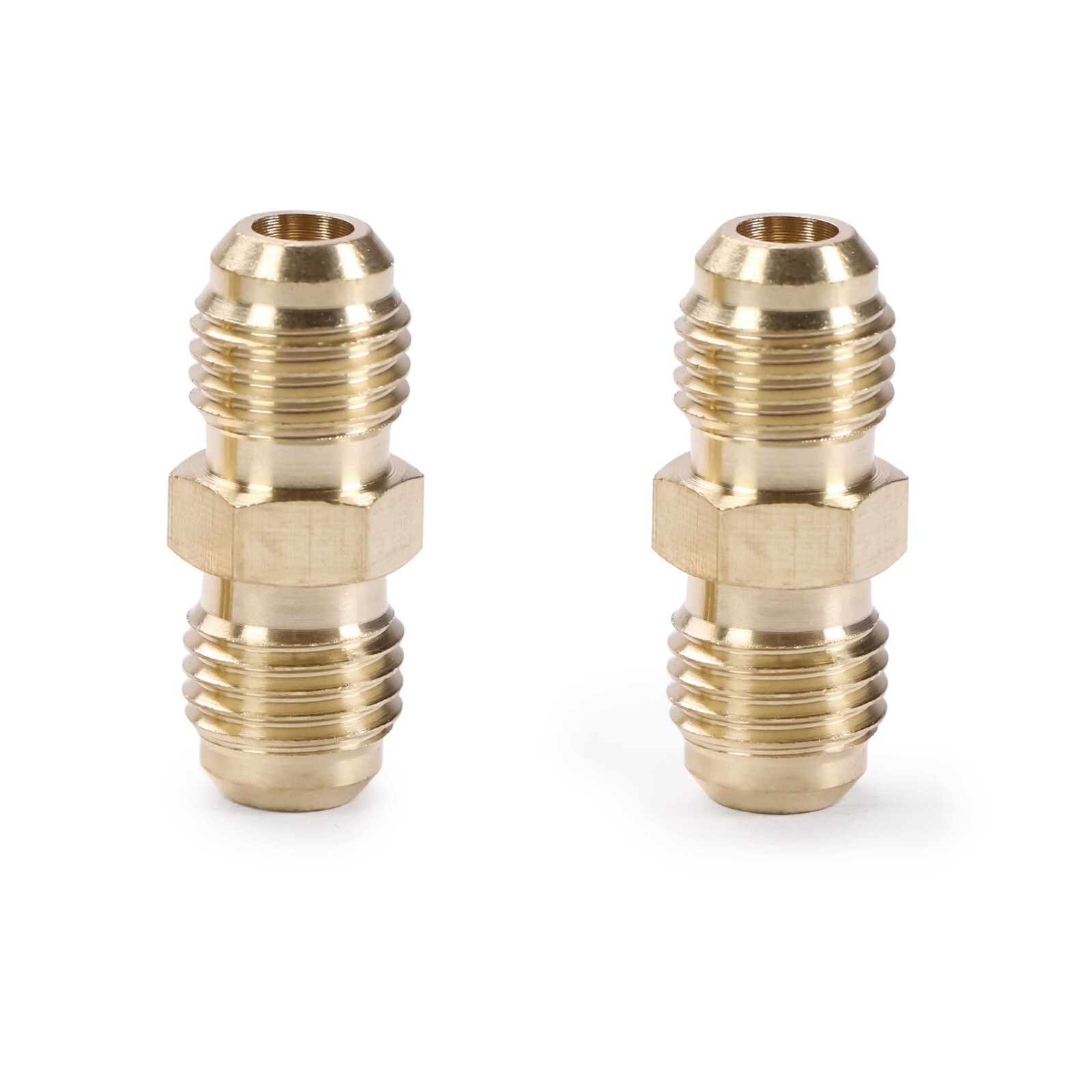U.S. Solid 2pcs Brass Pipe Fitting Male Tube Coupler, 1/4″ Flare x 1/4″ Flare
