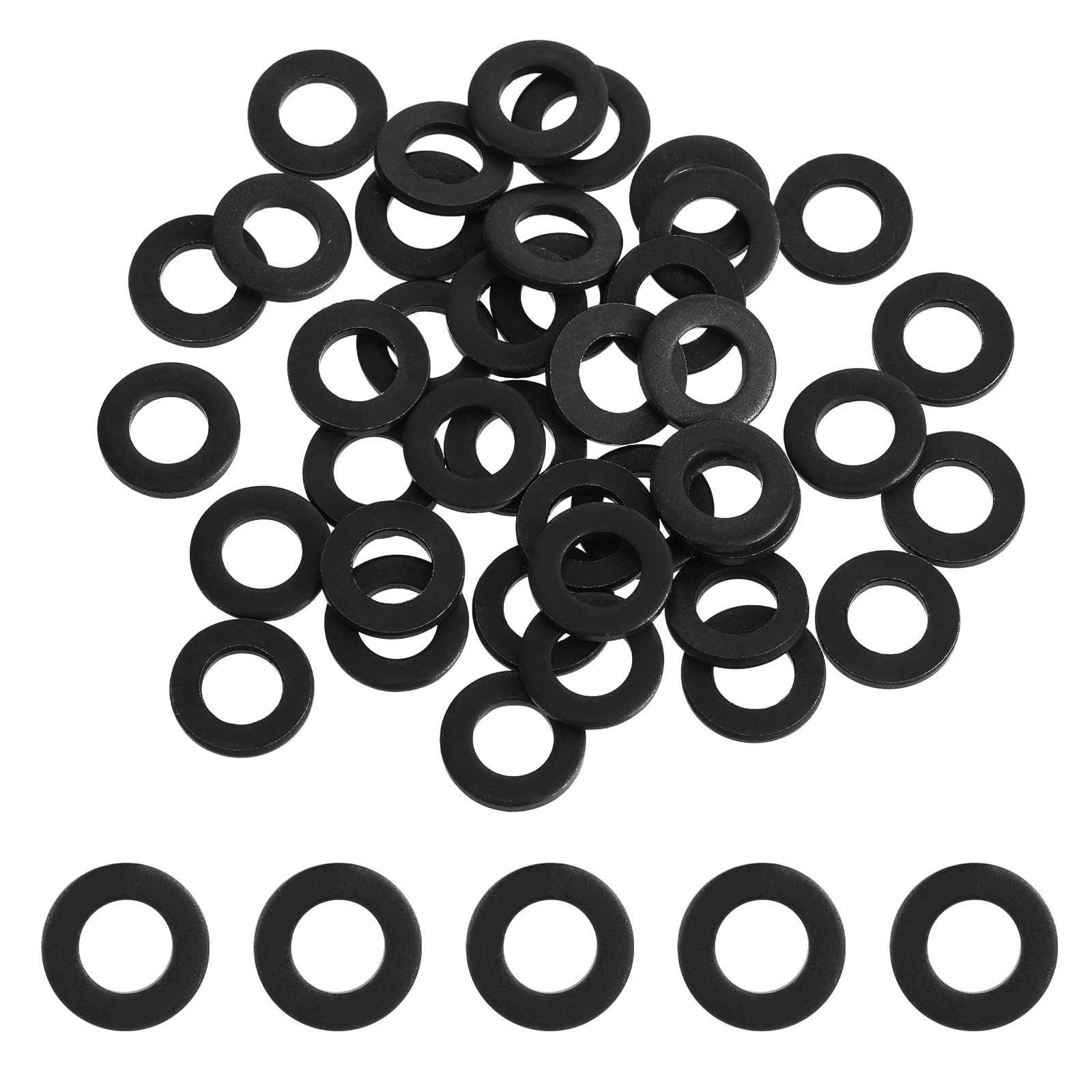 40 PCS M6 Black Flat Washers Carbon Steel 12mm OD Coated Washer Set