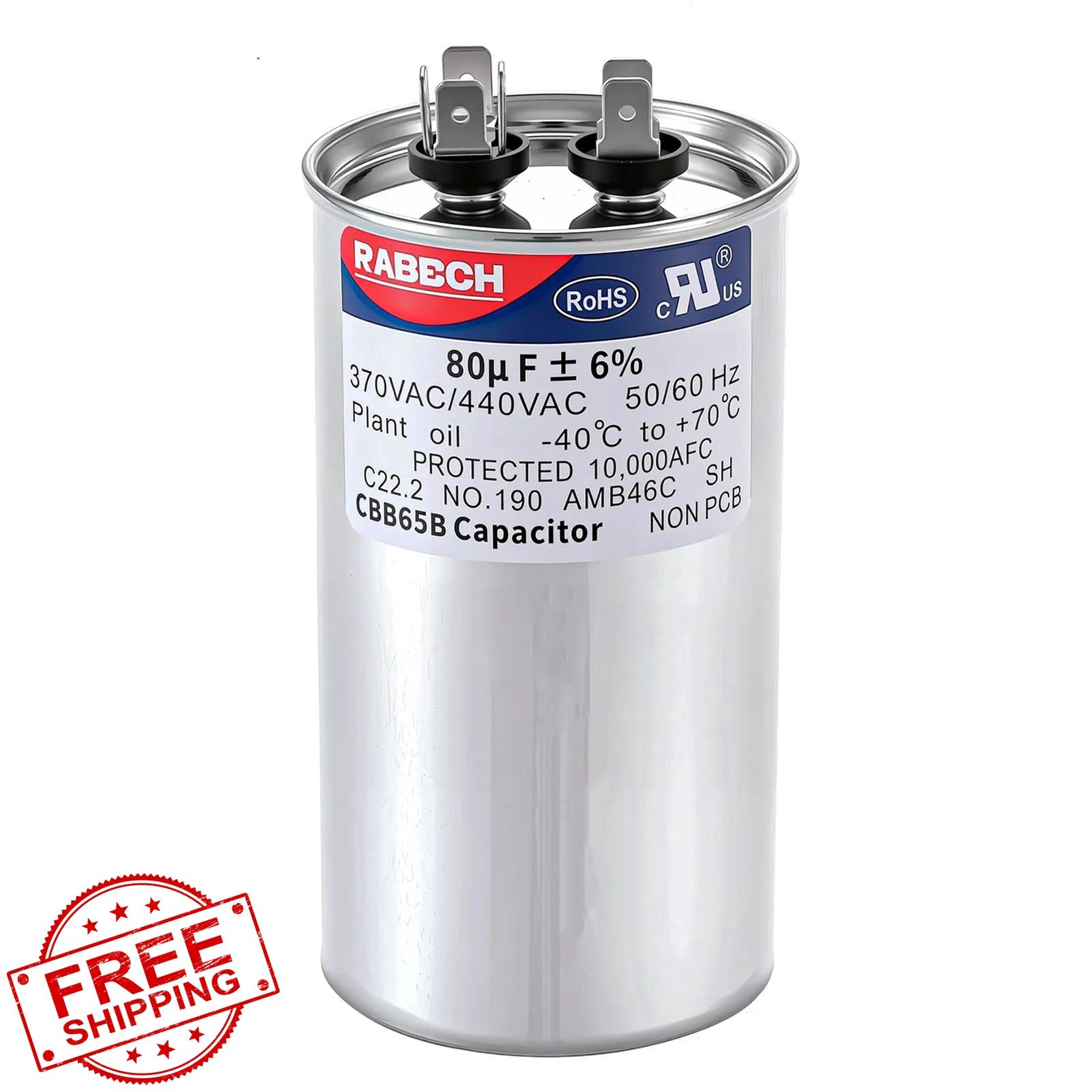 RABECH 80MFD 370V/450V CBB65B AC Capacitor