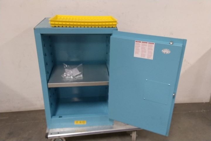 Justrite 891202 12 Gal Cap Blue Steel Corrosives Safety Cabinet