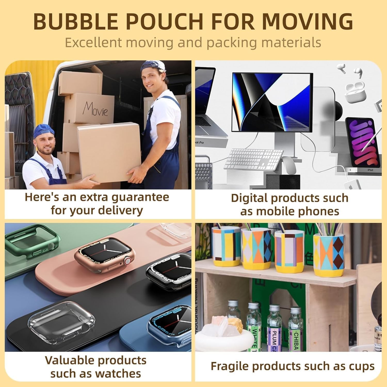 8×10 Inch 50 Pack Bubble Mailers Padded Envelopes Self-Sealing Shipping Bags for