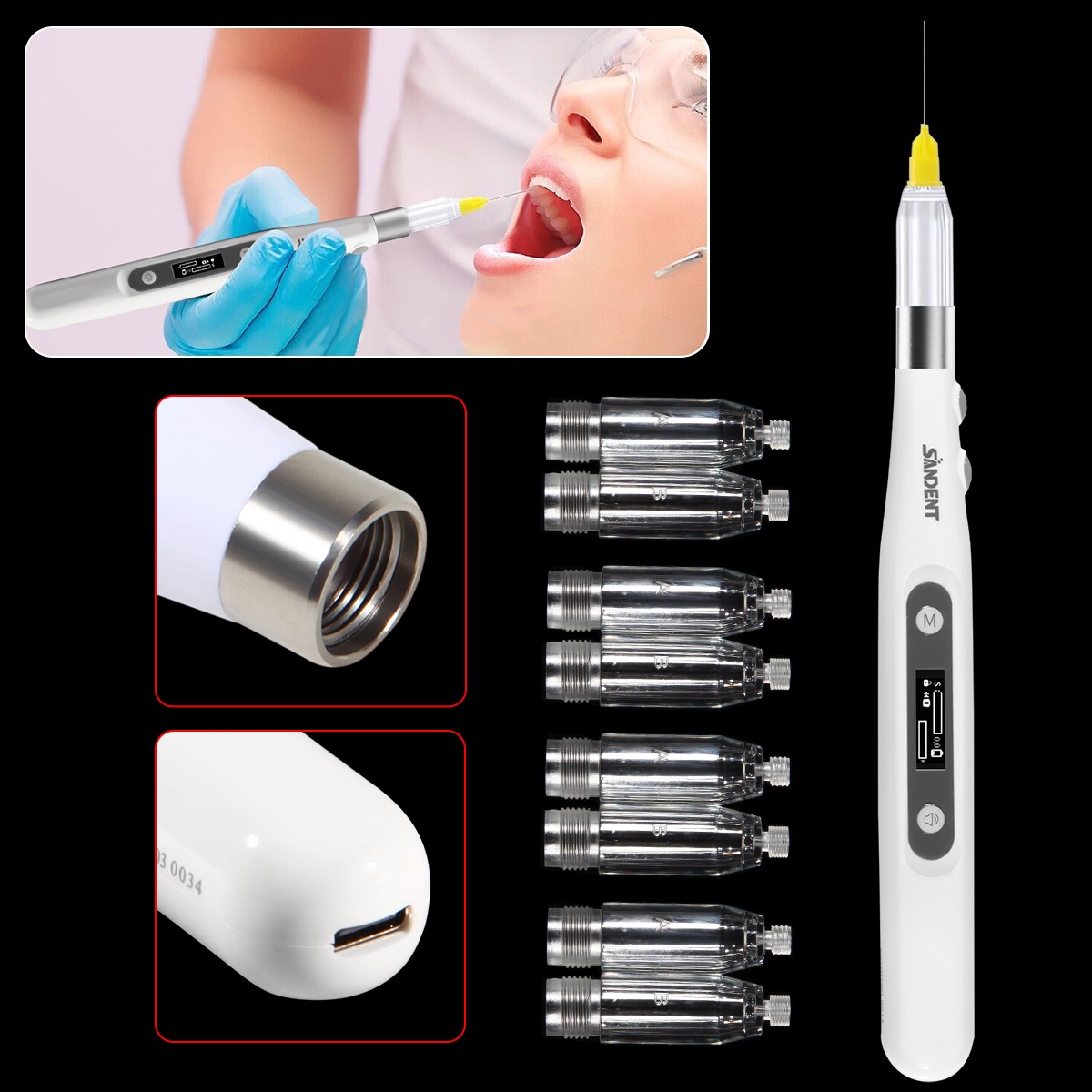 2X Dental High Speed Handpiece Standard Air Turbine 4Holes Quick Coupling AXM