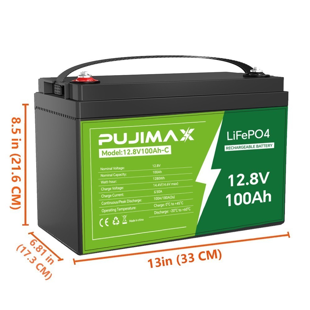 12V 100Ah LiFePO4 Lithium Battery 8000+ Deep Cycle For RV Marine Solar Off-grid