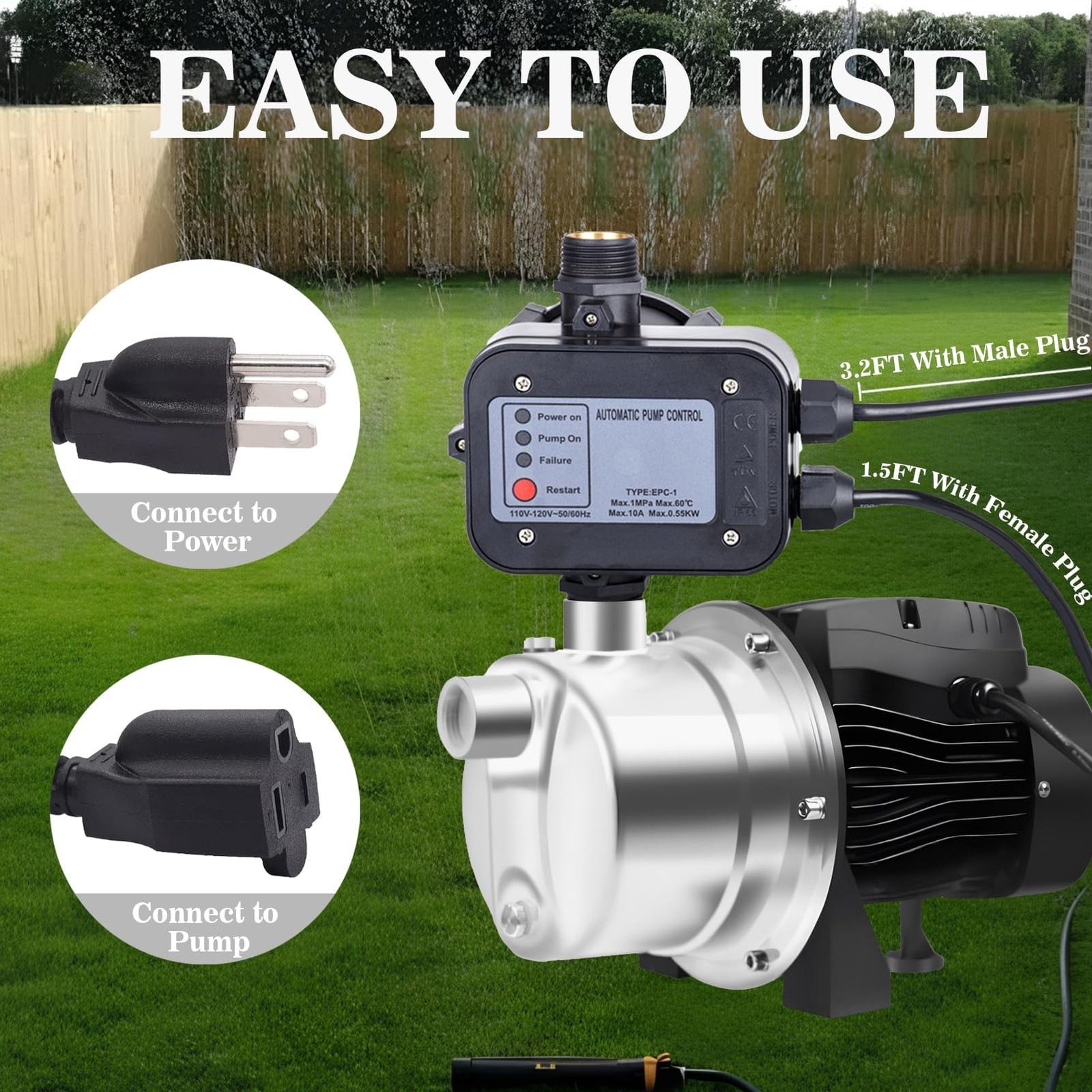1 PCS IP65 Automatic Water Pump Pressure Controller Flow Sensor 110V120V