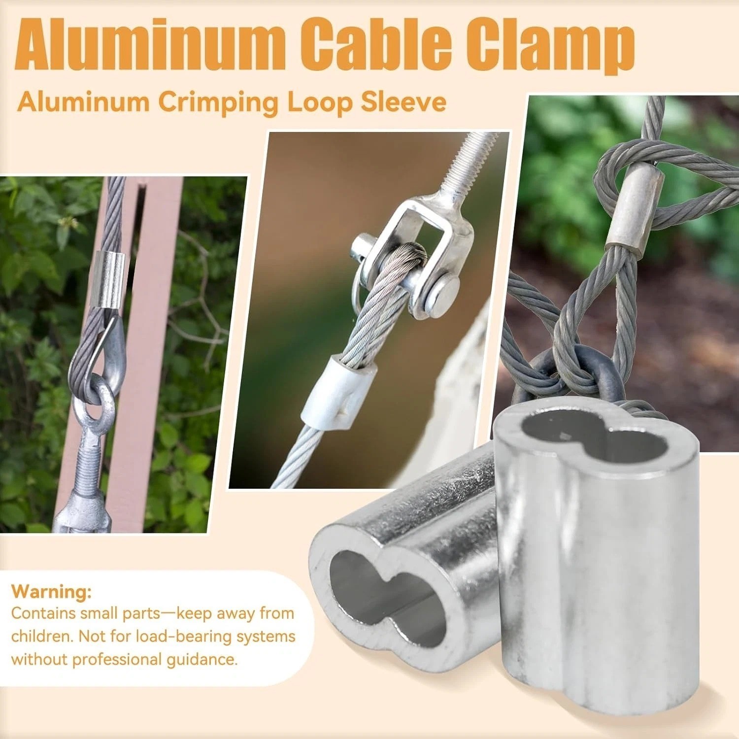 1/8″ (3Mm) Aluminum Crimping Loop Sleeve for Wire Rope, Cable Ferrule (100Pcs)..