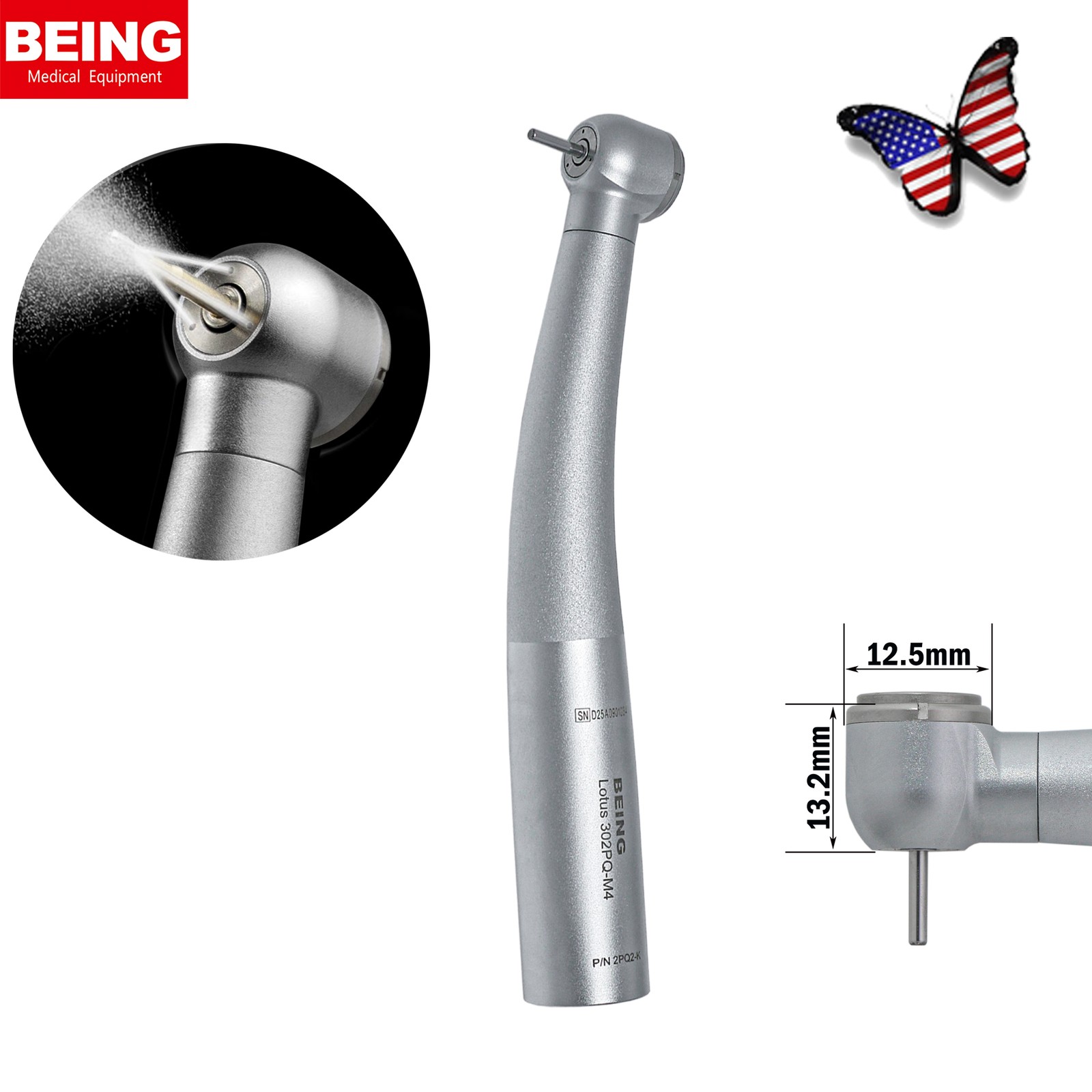 US Lotus BEING High Speed Dental Handpiece Air Turbine 4 Hole Fit KaVo MULTIflex