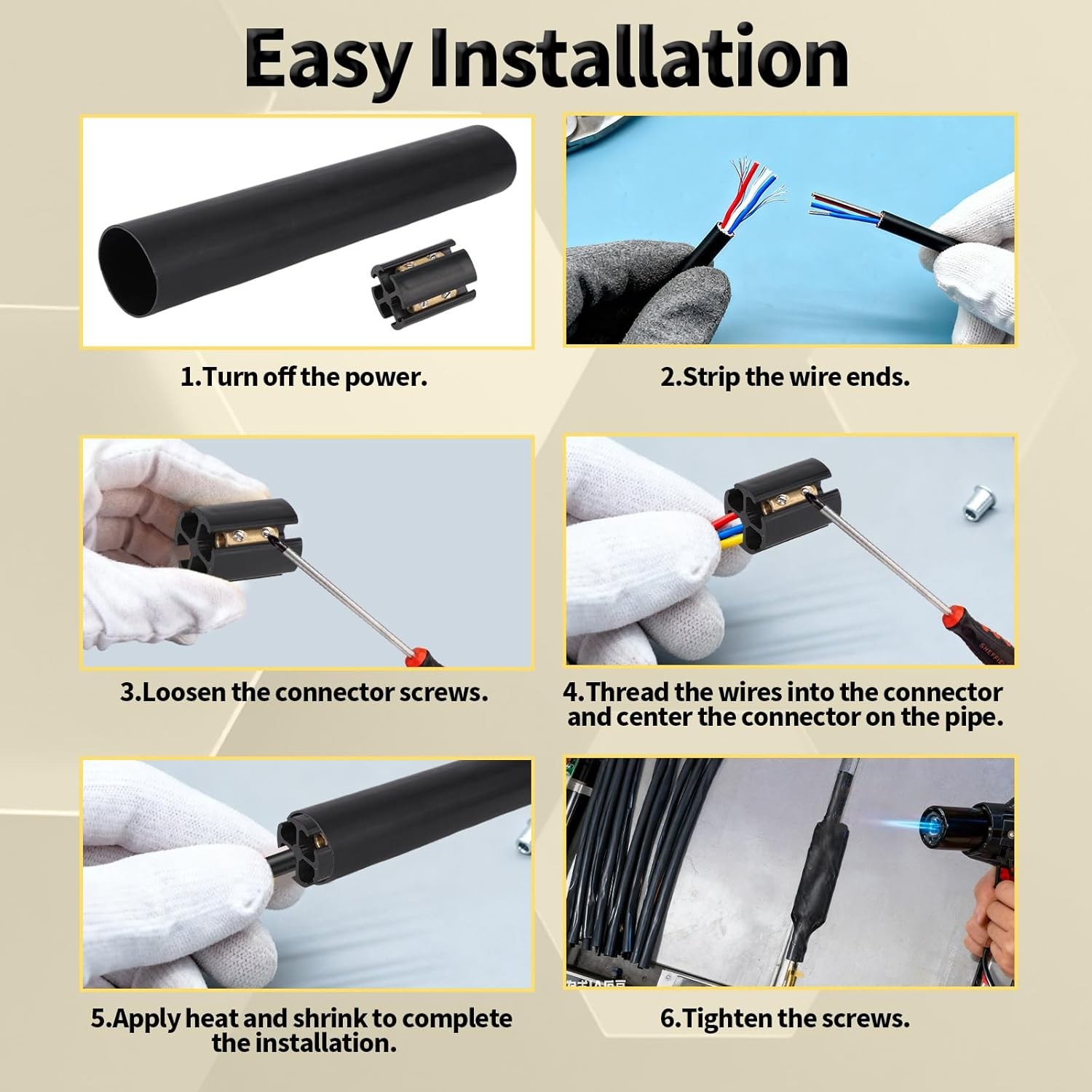 2 Sets Underground Line Wire Splicing Kit, Including Connectors Heat Shrink T…