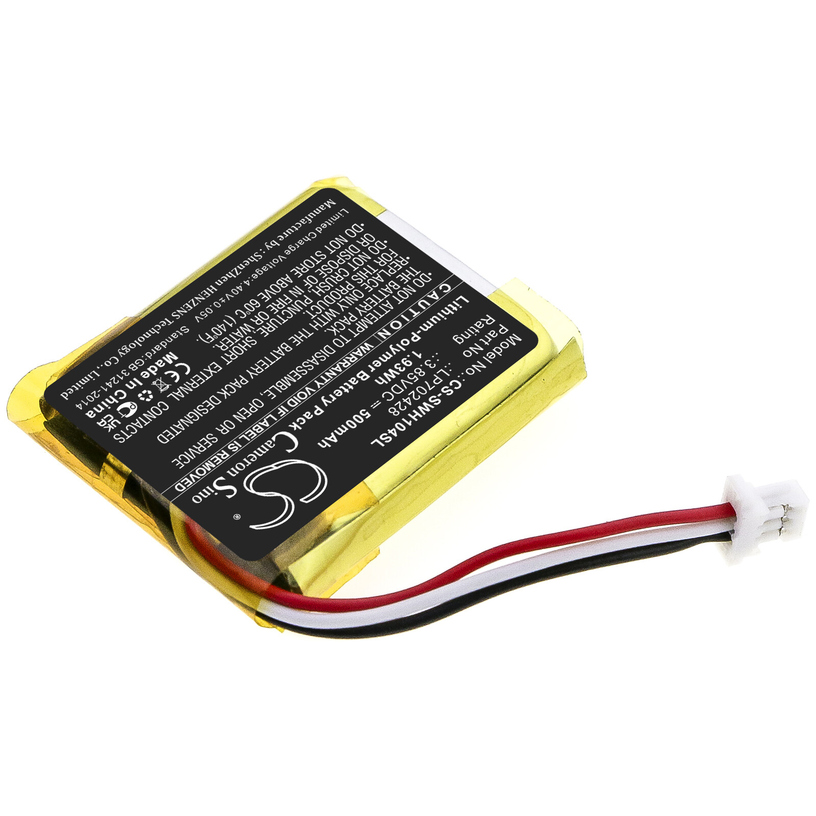 Battery for WF-1000XM4 Charging Case P/N: LP702428 500mAh / 1.93Wh Li-Polymer
