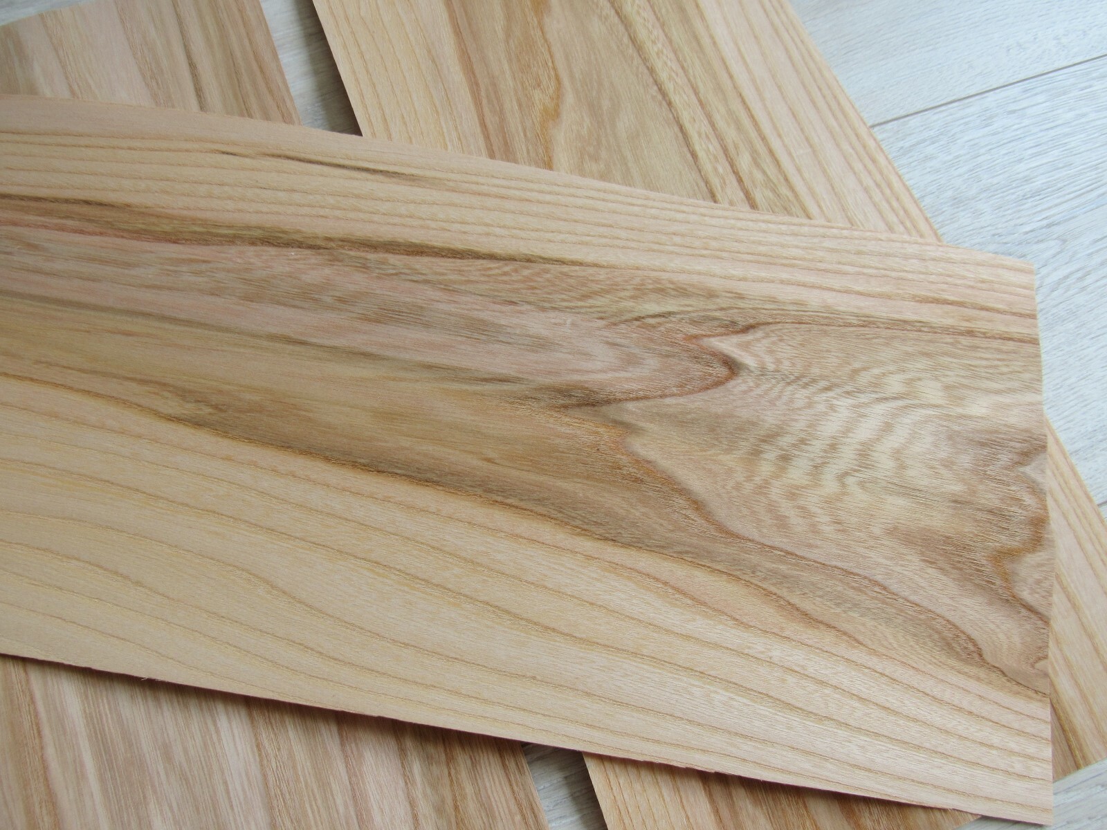 Elm wood veneer, 3 veneer sheets, ~18.1 x 8.26″ (46 x 21 cm) ~0.6 mm (~1/42″)
