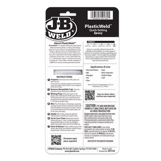 50132 Plasticweld Quick-Setting Epoxy Syringe – Translucent Yellow – 25 Ml