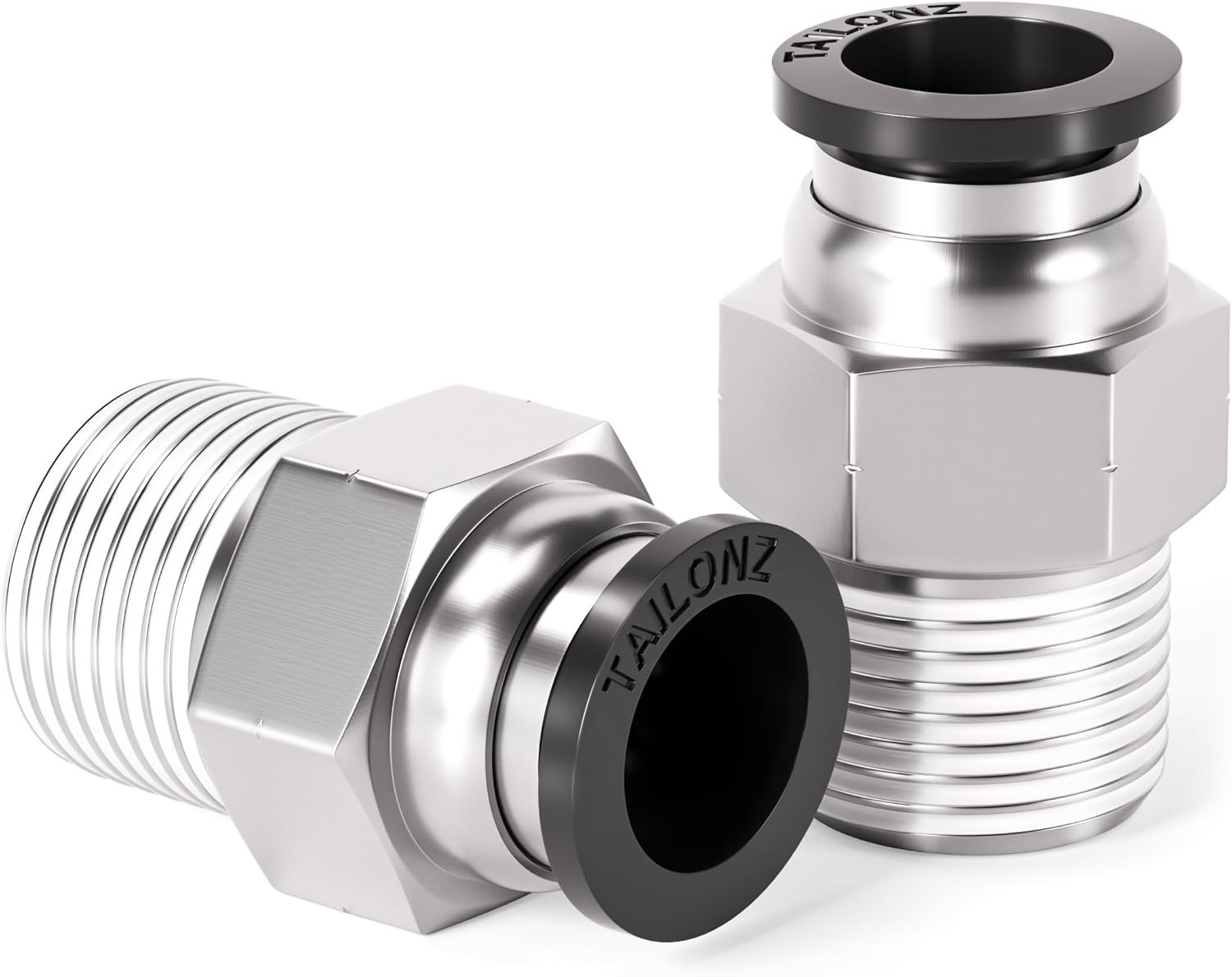 10 Male Straight Push Connect Fittings – 1/4″ OD & NPT – Copper/Plastic