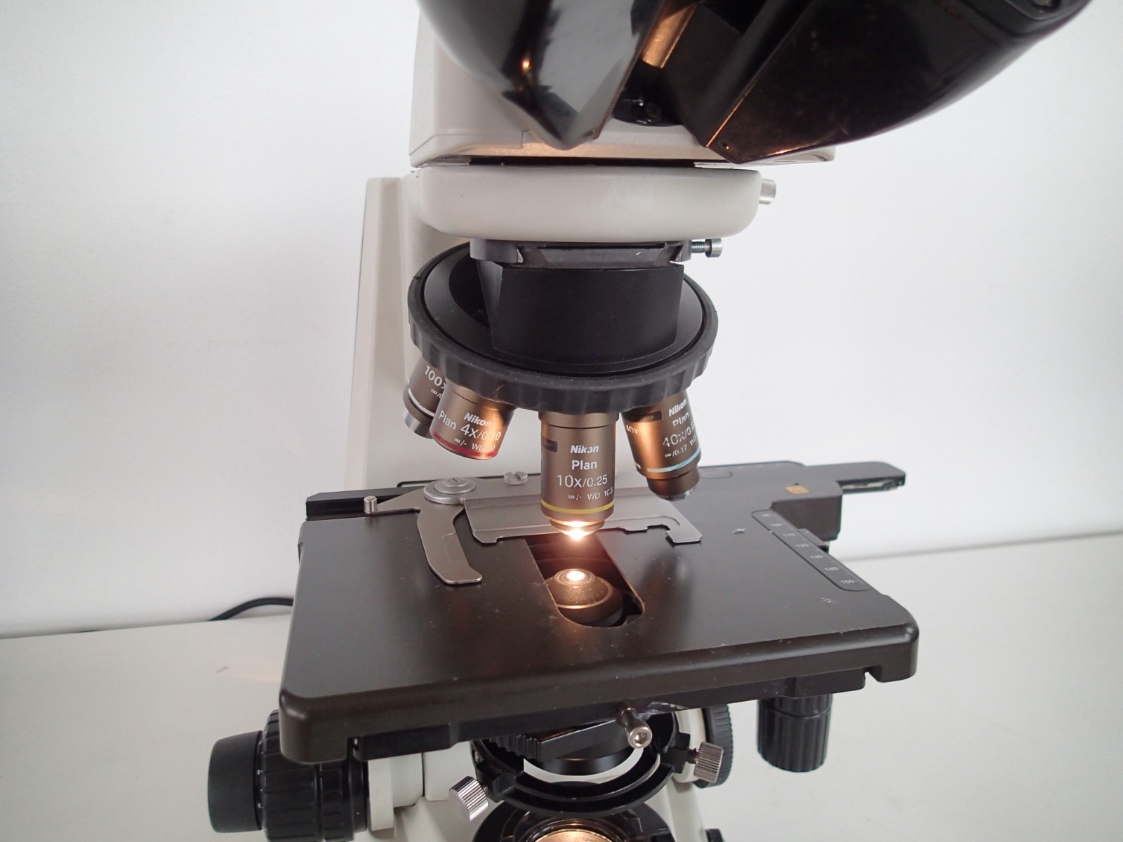 Nikon Eclipse 50i Microscope with 4X, 10X, 40X, & 100X Plan Objectives-Serviced