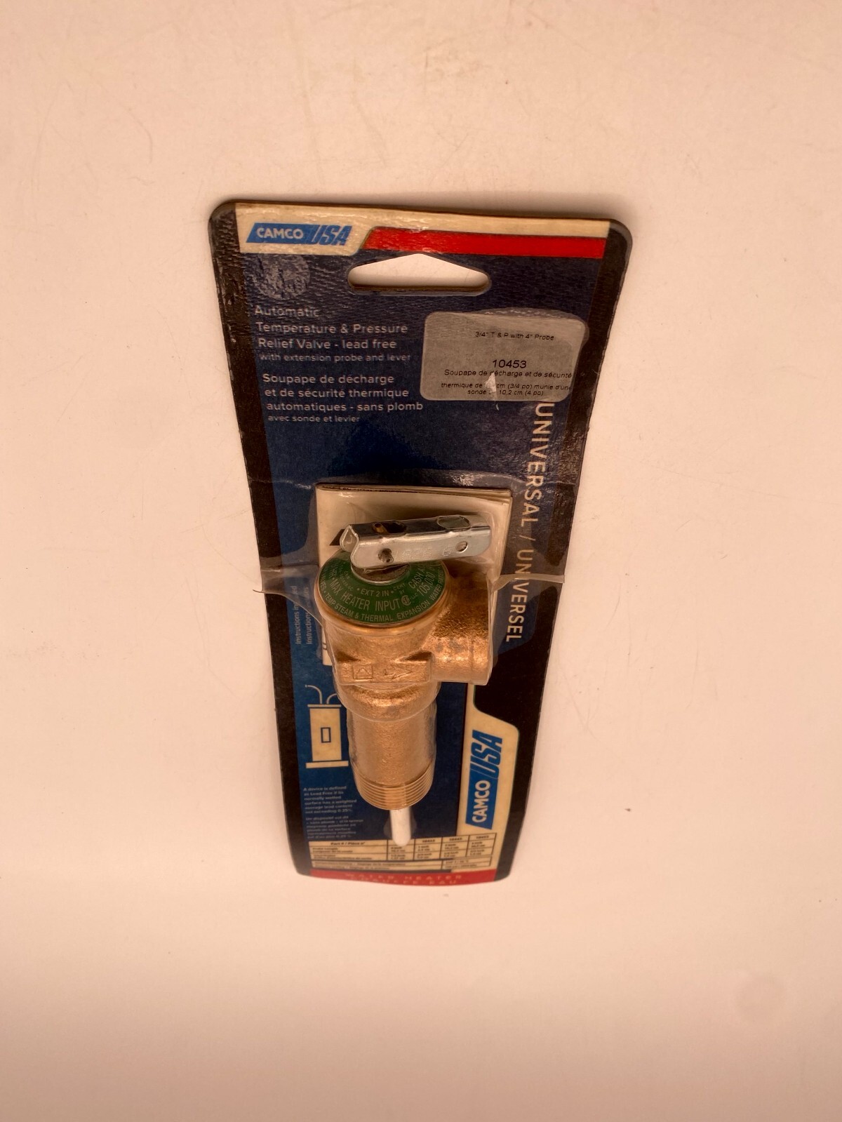 Camco 10453 3/4″ Lead-Free Temperature & Pressure Relief Valve with 4″ Probe