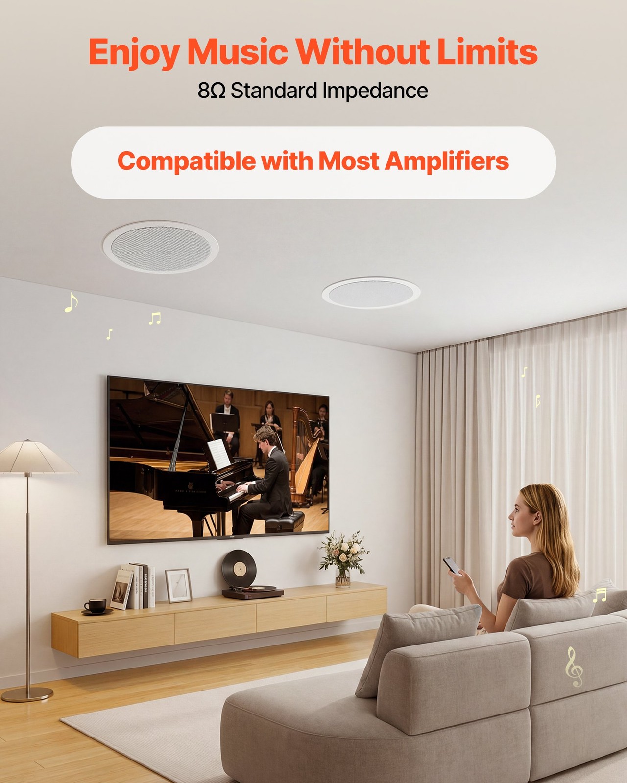 In Ceiling Speakers, 8″, In-Ceiling & In-Wall Speaker System, Hi-Fi Sound, 150W