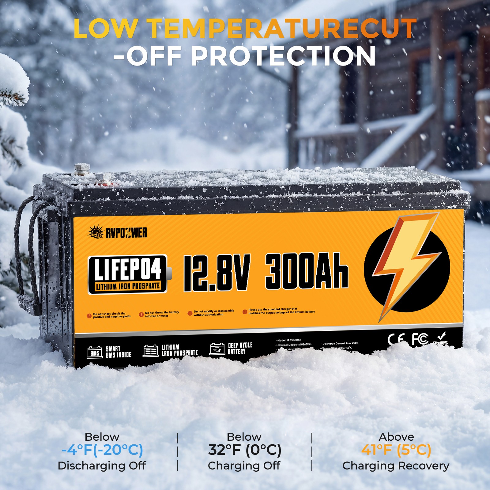 12V 300Ah Lithium LiFePO4 Battery 200A BMS for Golf Cart RV Marine Solar Panels
