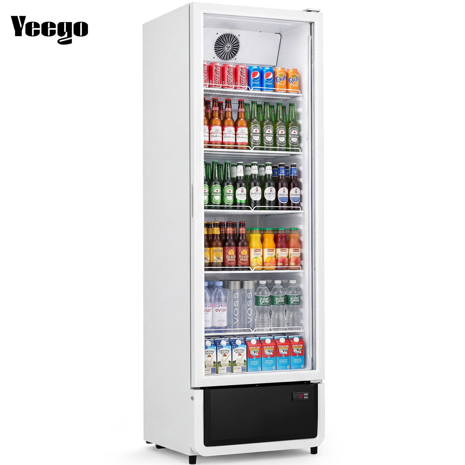 Yeego Commercial Refrigerator 13.31 Cu.ft Upright Beverage Display Cooler White