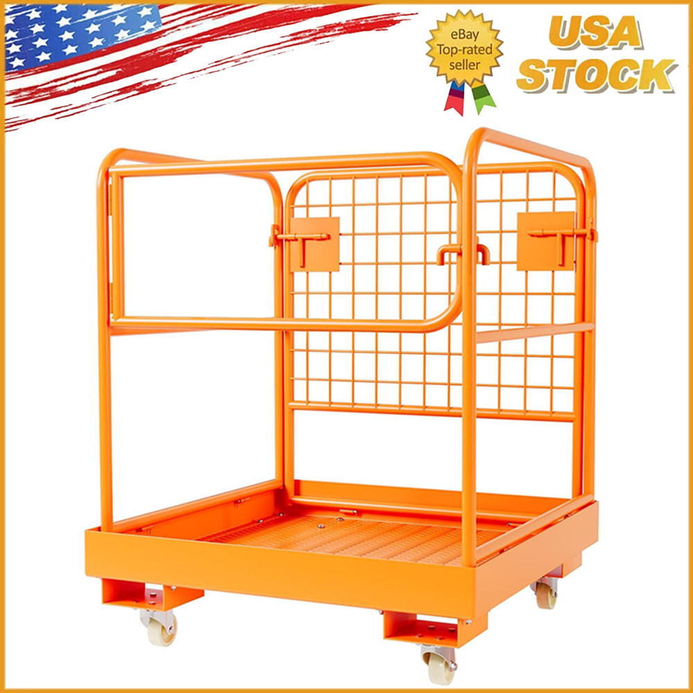 Collapsible 36″x36″ Forklift Safety Cage 1-3 Person Work Platform Basket 1200LBS