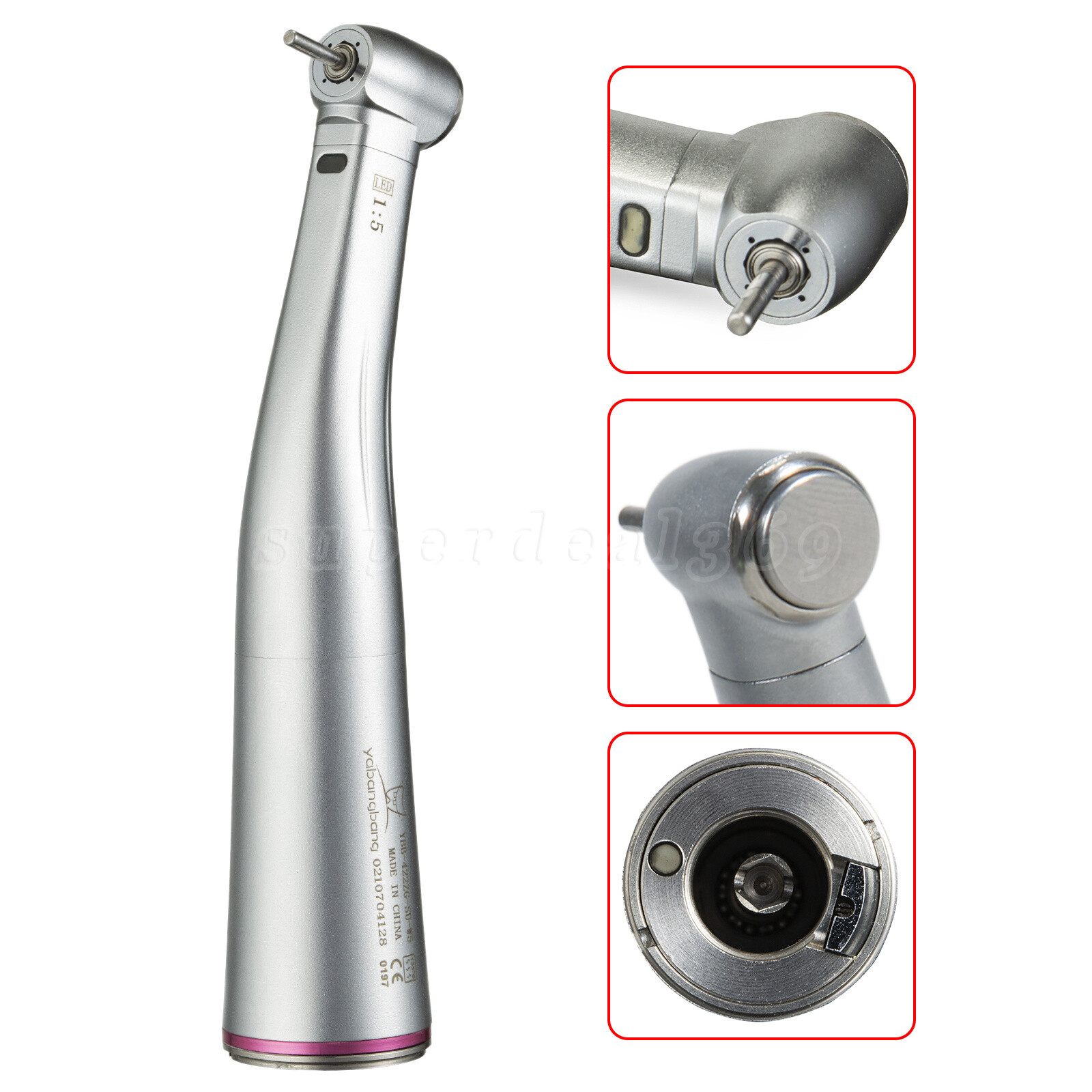NSK Style LED Dental 1:5 Fiber Optic Contra Angle Fit Micro Motor
