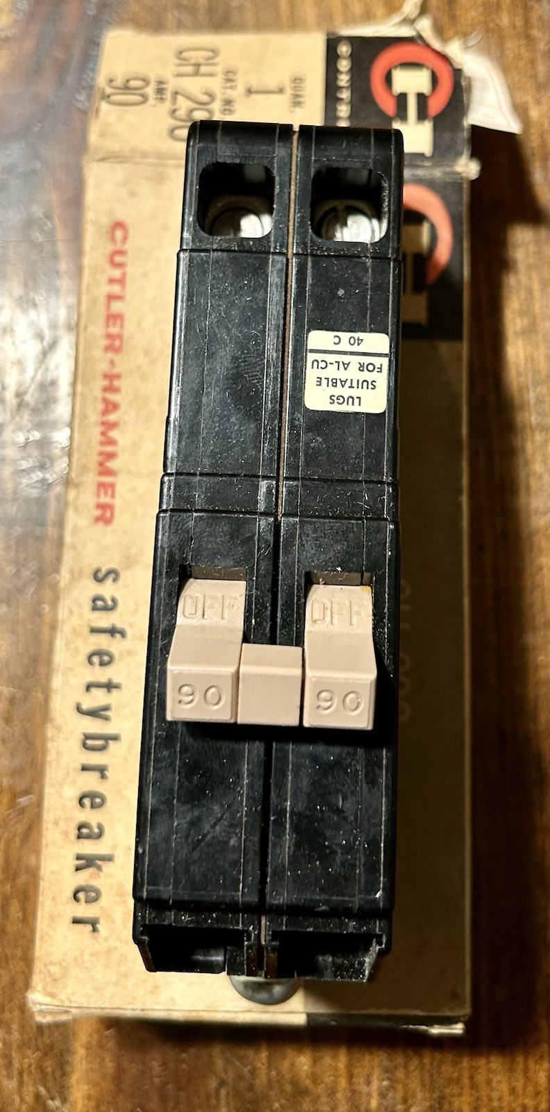 Cutler-Hammer CH 290 90A 2-Pole Circuit Breaker 120/240V Magnetic-Thermal AC