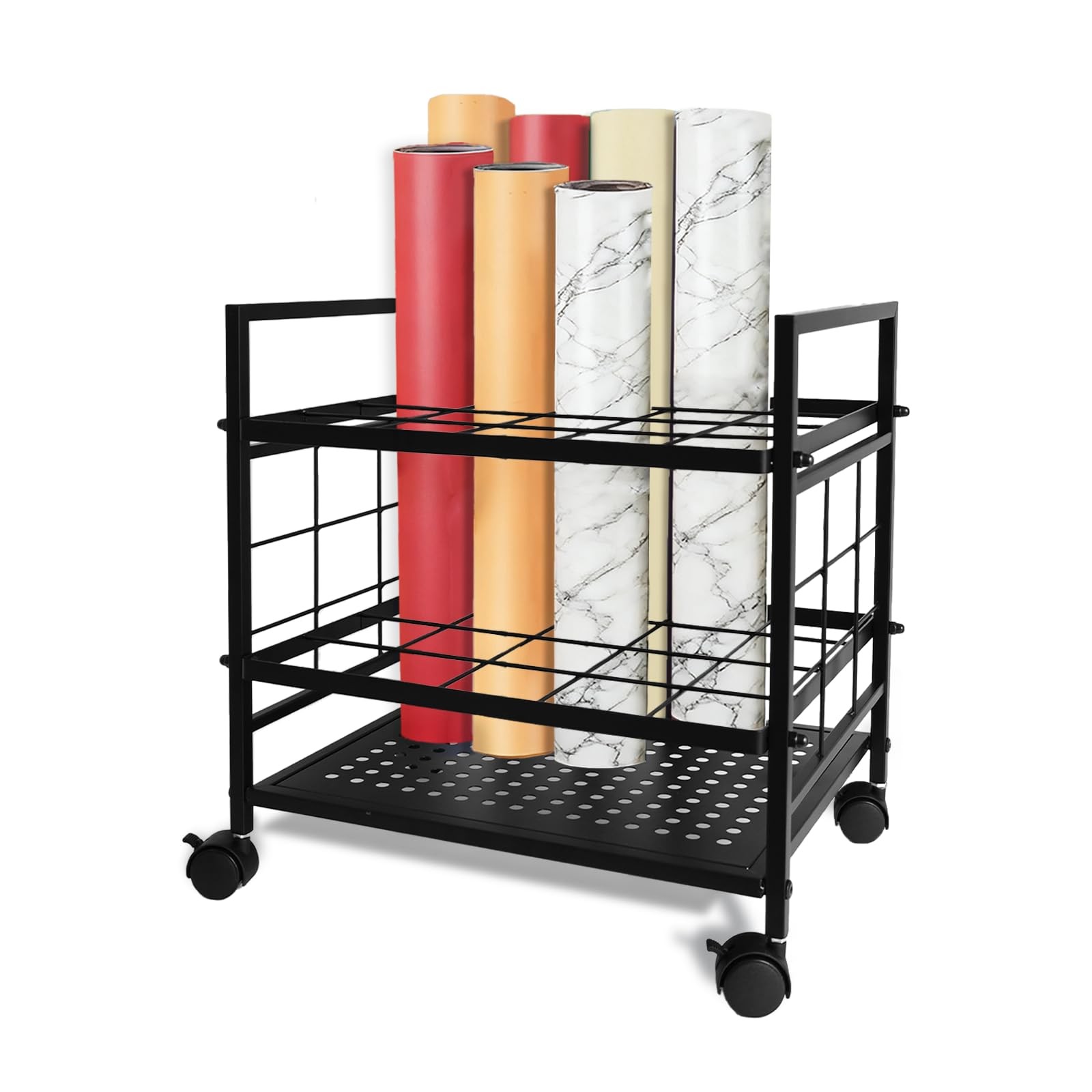 Blueprint Organizer with Rolling Wheels, 20-Slot Storage Rack – Mobile Cart f…