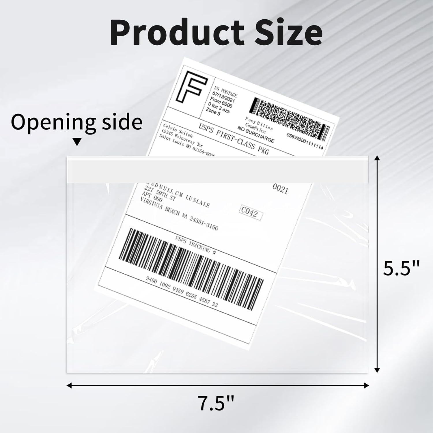 50-4000 Clear Adhesive Packing List 7.5″x5.5″ Shipping Label Envelopes Pouches