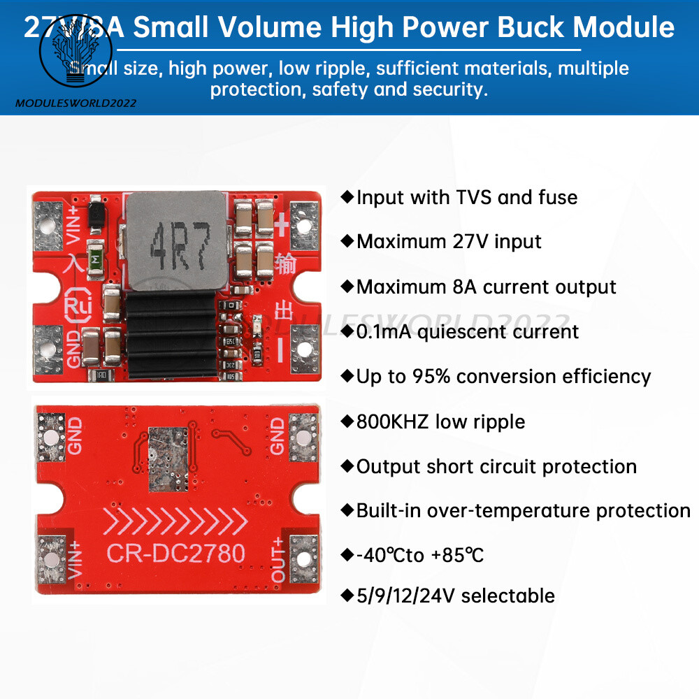 DC-DC Buck Module 27V to 5V/12V 8A Mini Model Aircraft High-power Buck Module