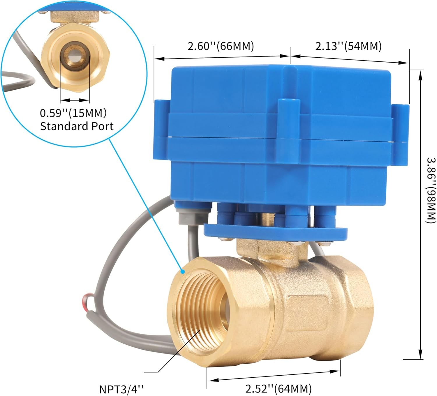 HFS(R) Brass Motorized Ball Valve Electrical Normally Closed – 3/4″ NPT