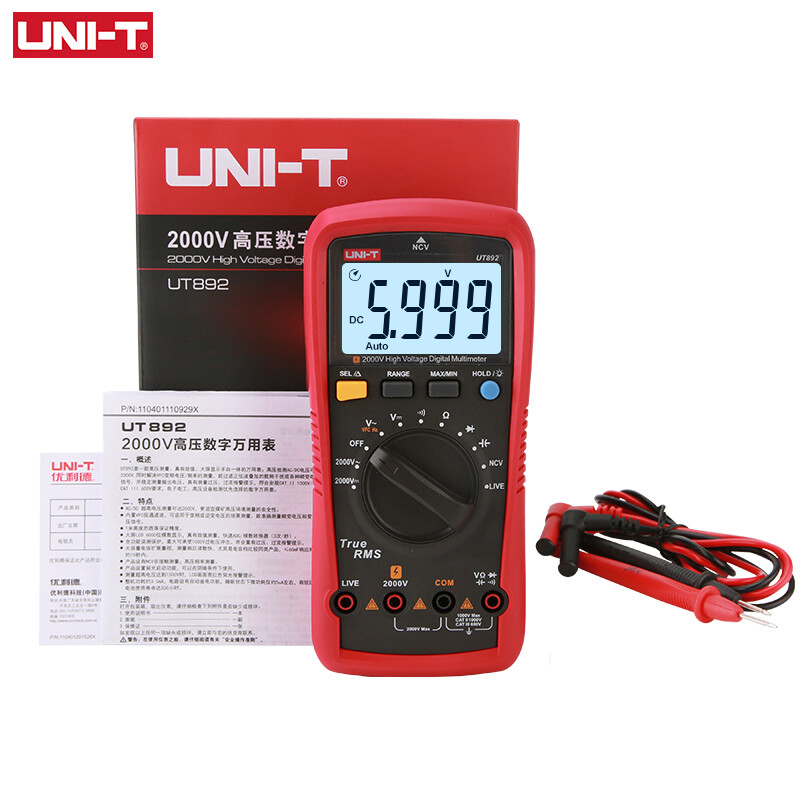 UNI-T T-RMS Digital Multimeter 2000V AC DC Voltmeter Cap Freq Ohm NCV LIVE Teste
