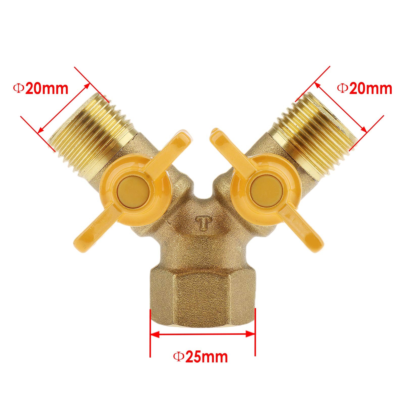 1 Pc Brass Two Way Natural Gas Pipe Splitter Connector Piece Adapter Valve
