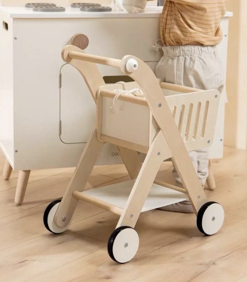 New Coco Village Wooden Shopping Cart 2+ Years Play Food Kitchen Play Hardwood