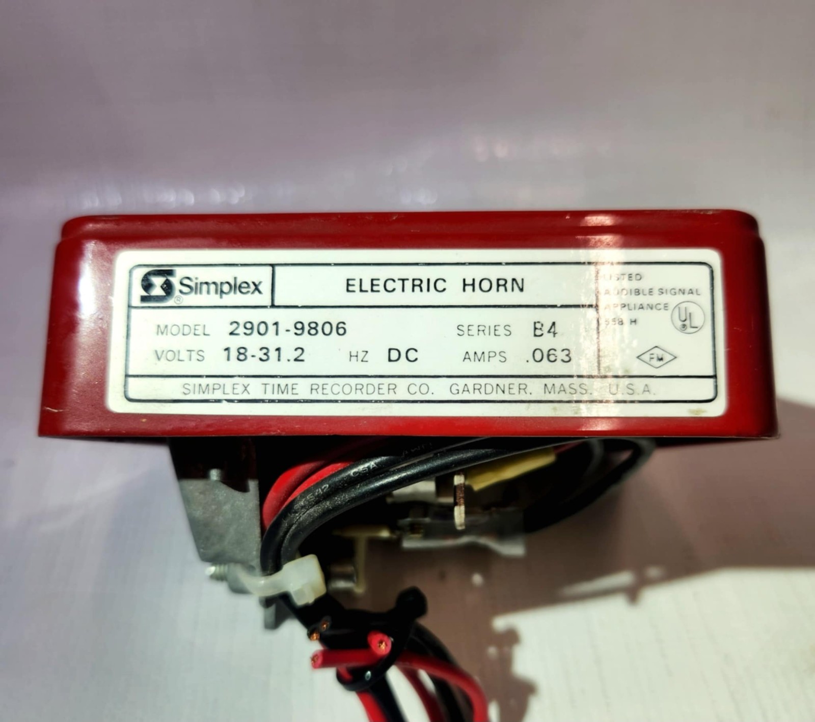 Simplex 2901‑9806 Vibratone Horn, 4903‑9101 Strobe Plate, Fire Alarm Horn Strobe