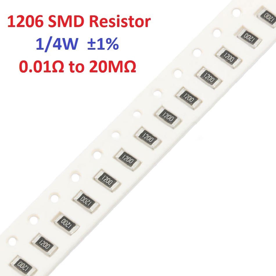 50pcs 1206 SMD/SMT Resistors 1/4W ±1% -Full Range of Values 0.01Ω to 20MΩ