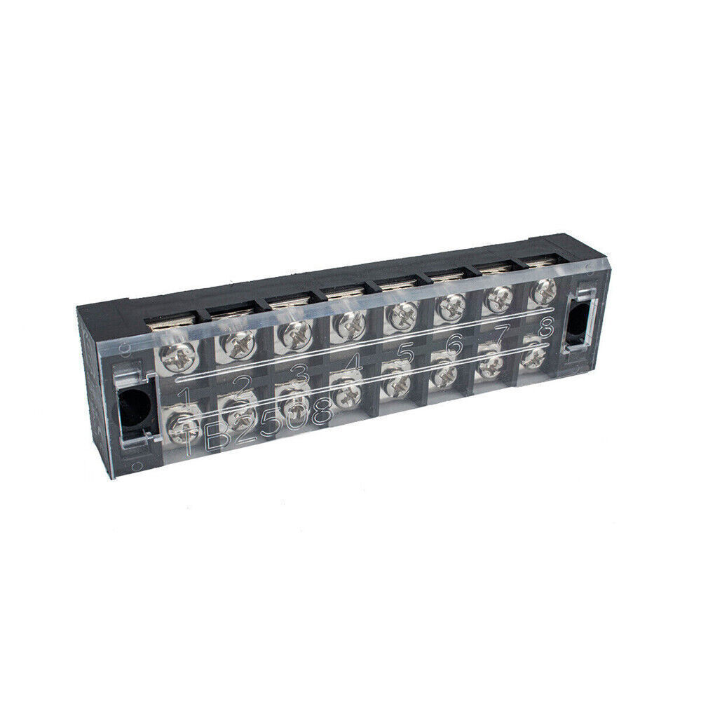 Dual Row 8 Position Screw Terminal Electric Barrier Strip Block 600V 25A 1-10Set