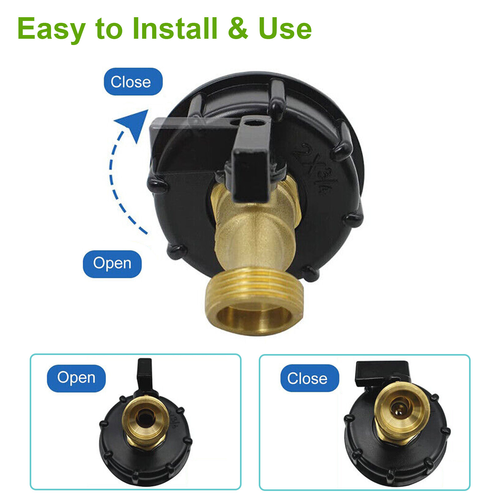 275 330 Gallon IBC Tote Water Tank Adapter 2″ Brass Hose Faucet Valve Connector