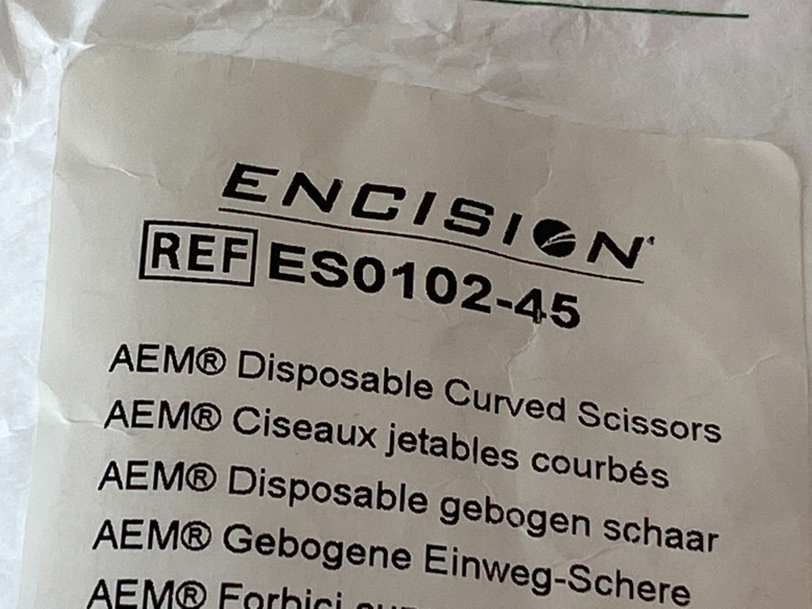 *D1: Lot of 2 Encision Curved Scissors ES0102-45 Exp. 11-2027 & 04-2028