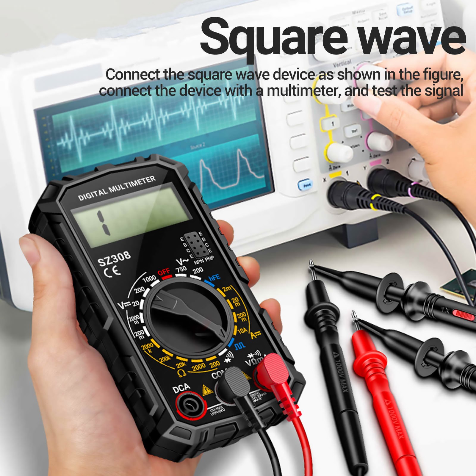 Multimeter Tester for AC DC Voltage DC Current Resistance and Transistor Check