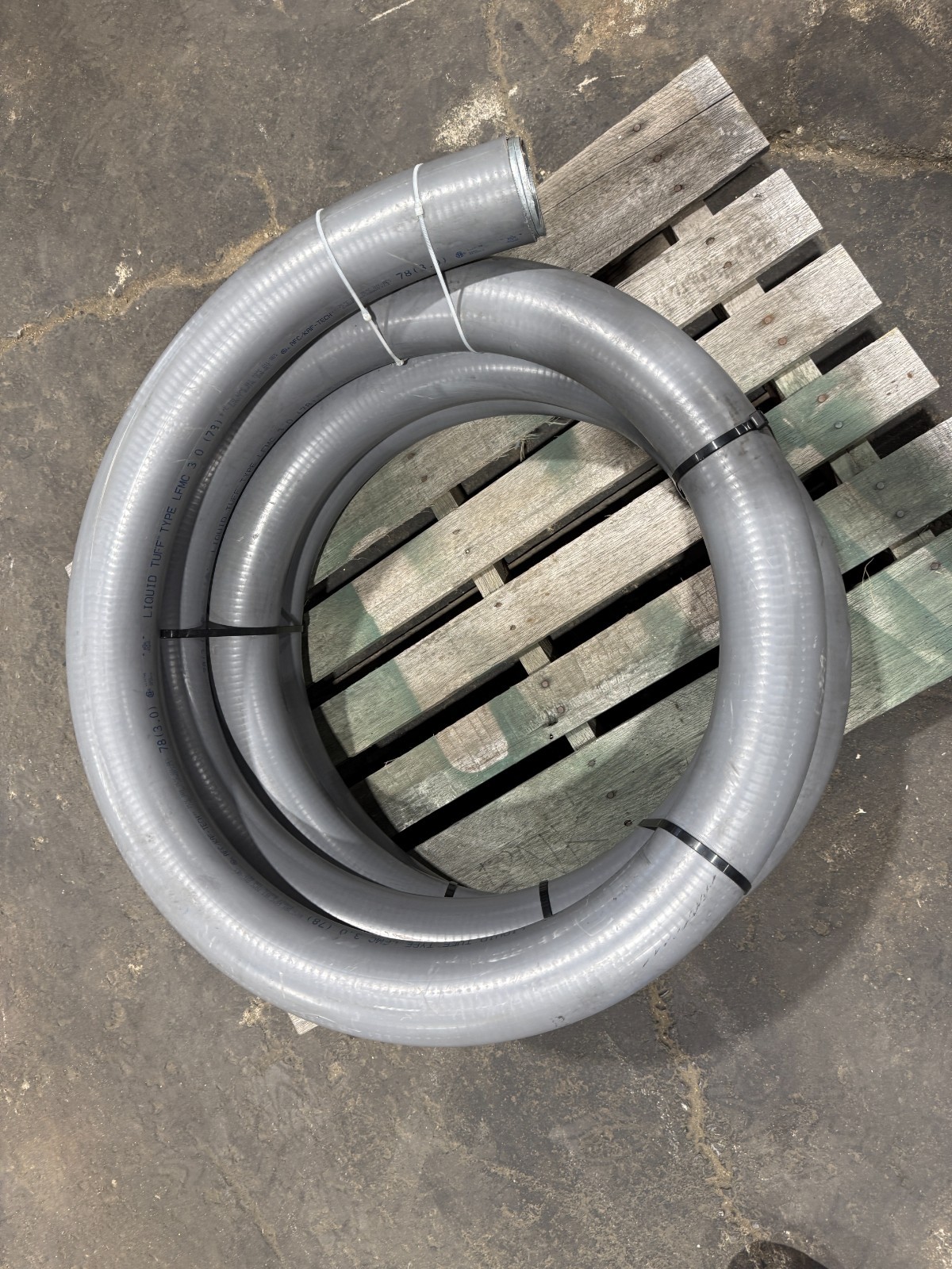 Liquid-Tight Flex Metal Conduit: 3 in Trade Size, Gray, 26 ft