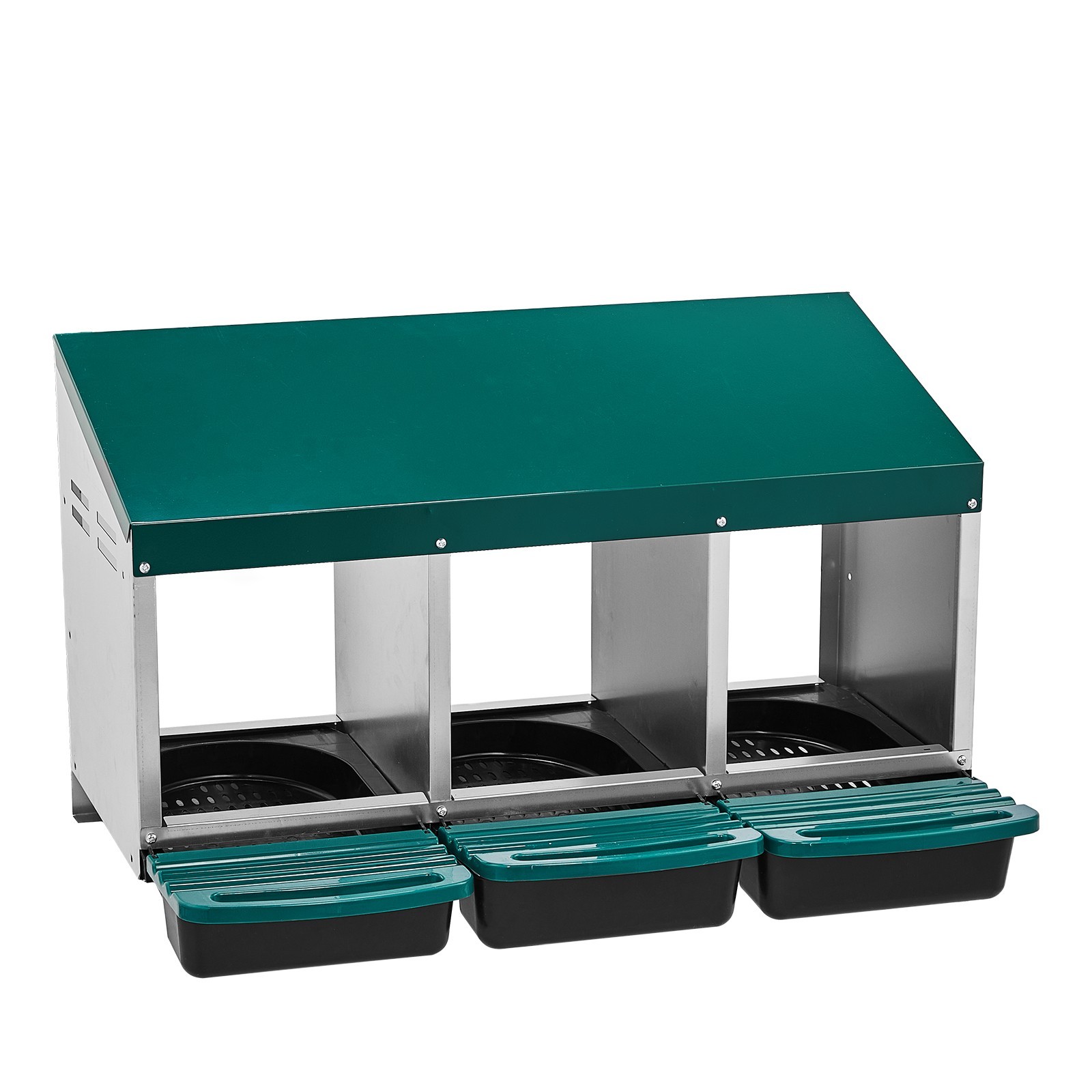 Wall Mount Chicken Nesting Laying Egg Brooder Box Roll-Away Tray 3 Compartment