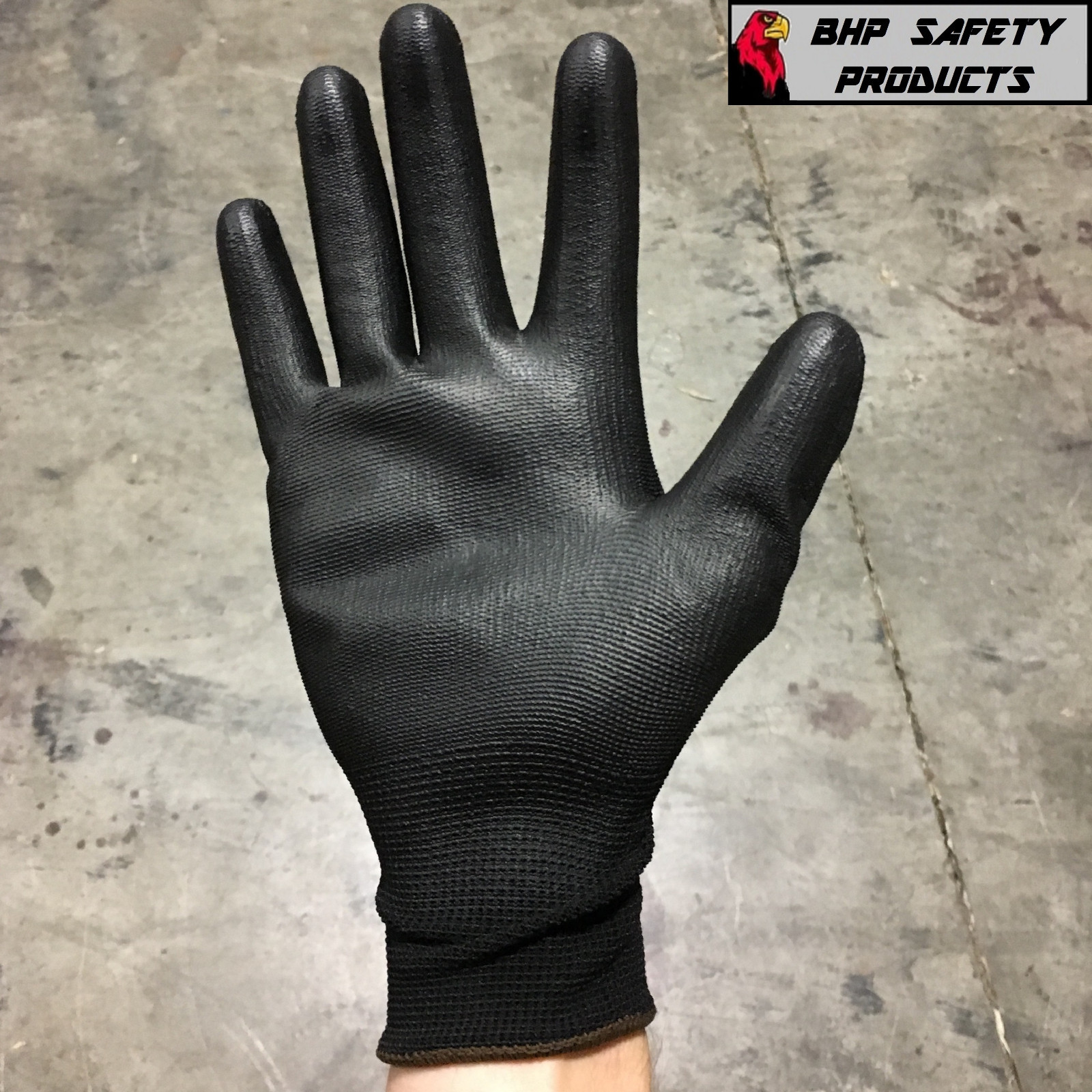 LIBERTY SP4638 P-GRIP WORK GLOVES BLACK PU POLYURETHANE PALM 144 PAIRS / 1 CASE