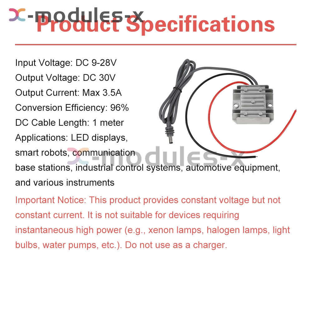 DC 12V24V to DC 30V 3.5A Power Cord Converter Boost Conversion Module Waterproof