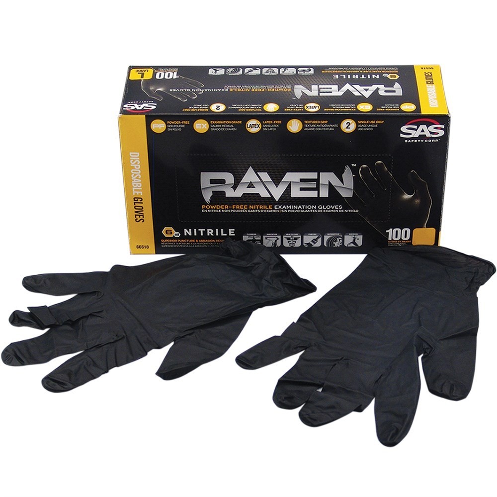 SAS RAVEN Disposable Nitrile Work Gloves, X-Large #8061-89