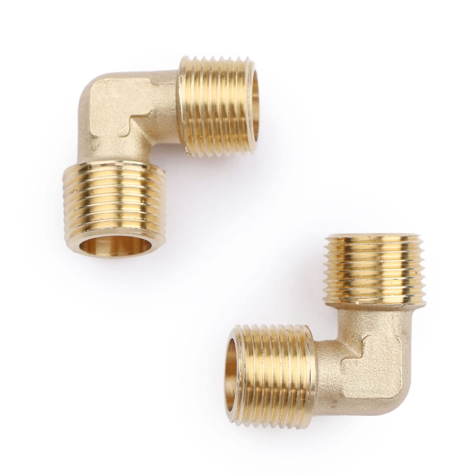 U.S. Solid 90 Degree Elbow Brass Fitting NPT 3/8″ Male x 3/8″ Male, 2pcs
