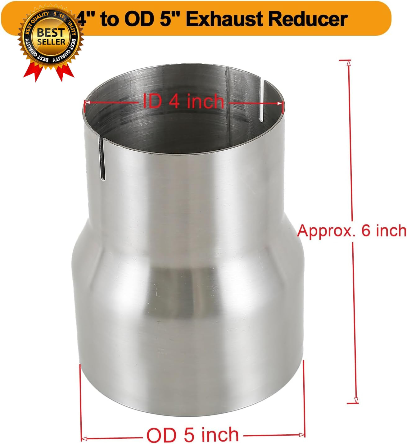 Universal T304 Stainless ID 4 Inch to OD 5 Inch Exhaust Adapter Reducer…