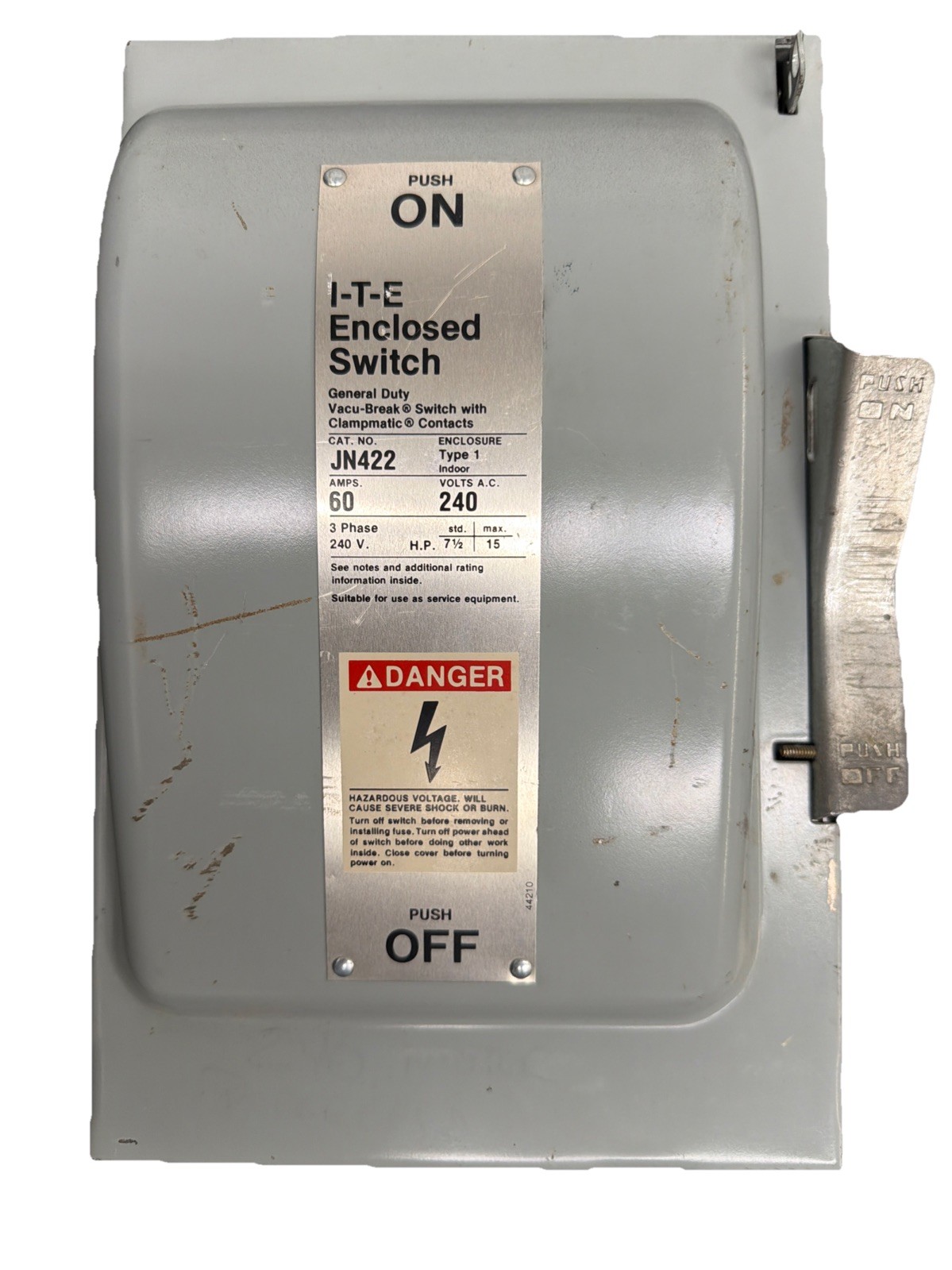Siemens 3 Pole Phase Disconnect W/Fuses 35A 60A 208/220/240v JN-422 W-Neutral