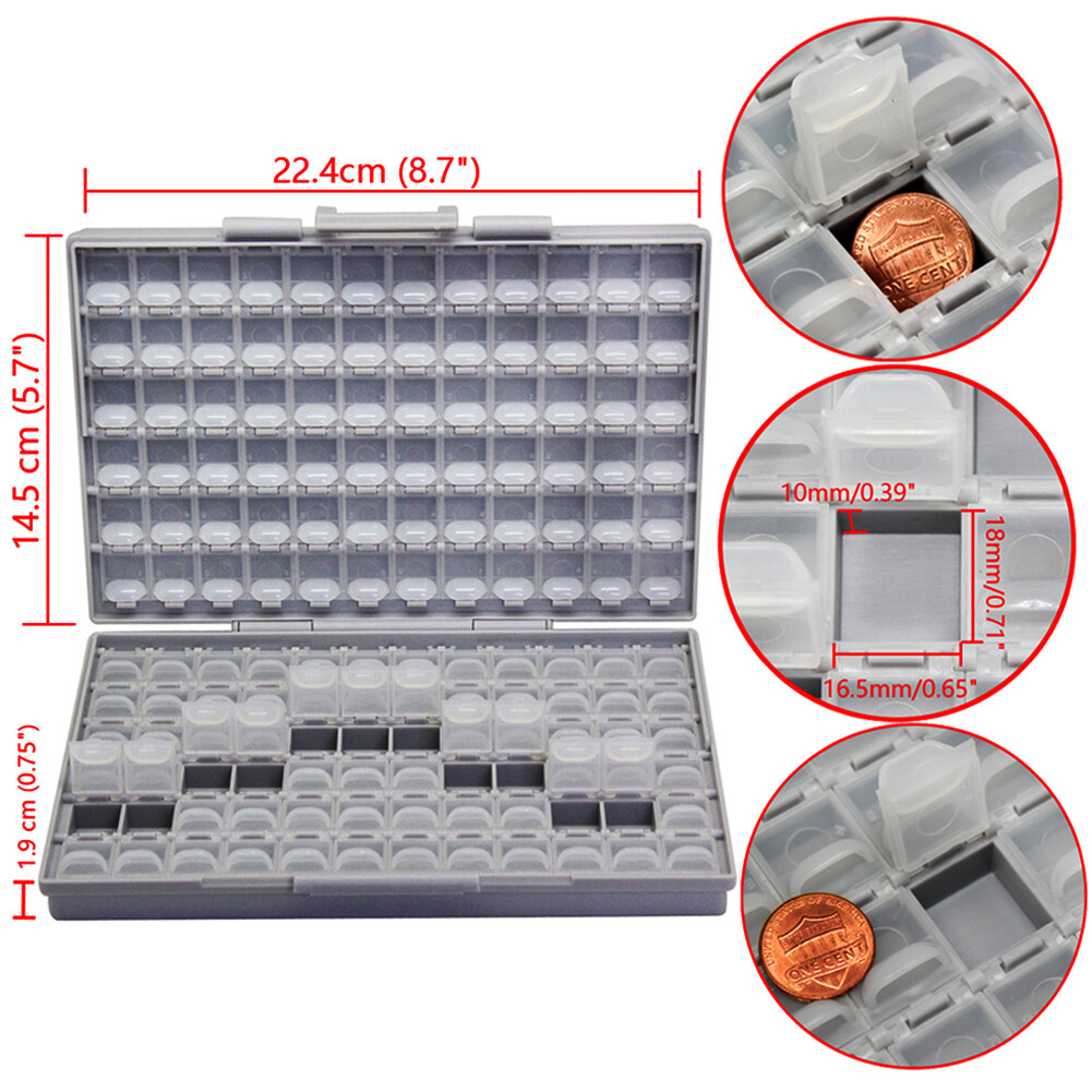 BOX-ALL-144 tiny components surface mount parts Organizer Storage lids