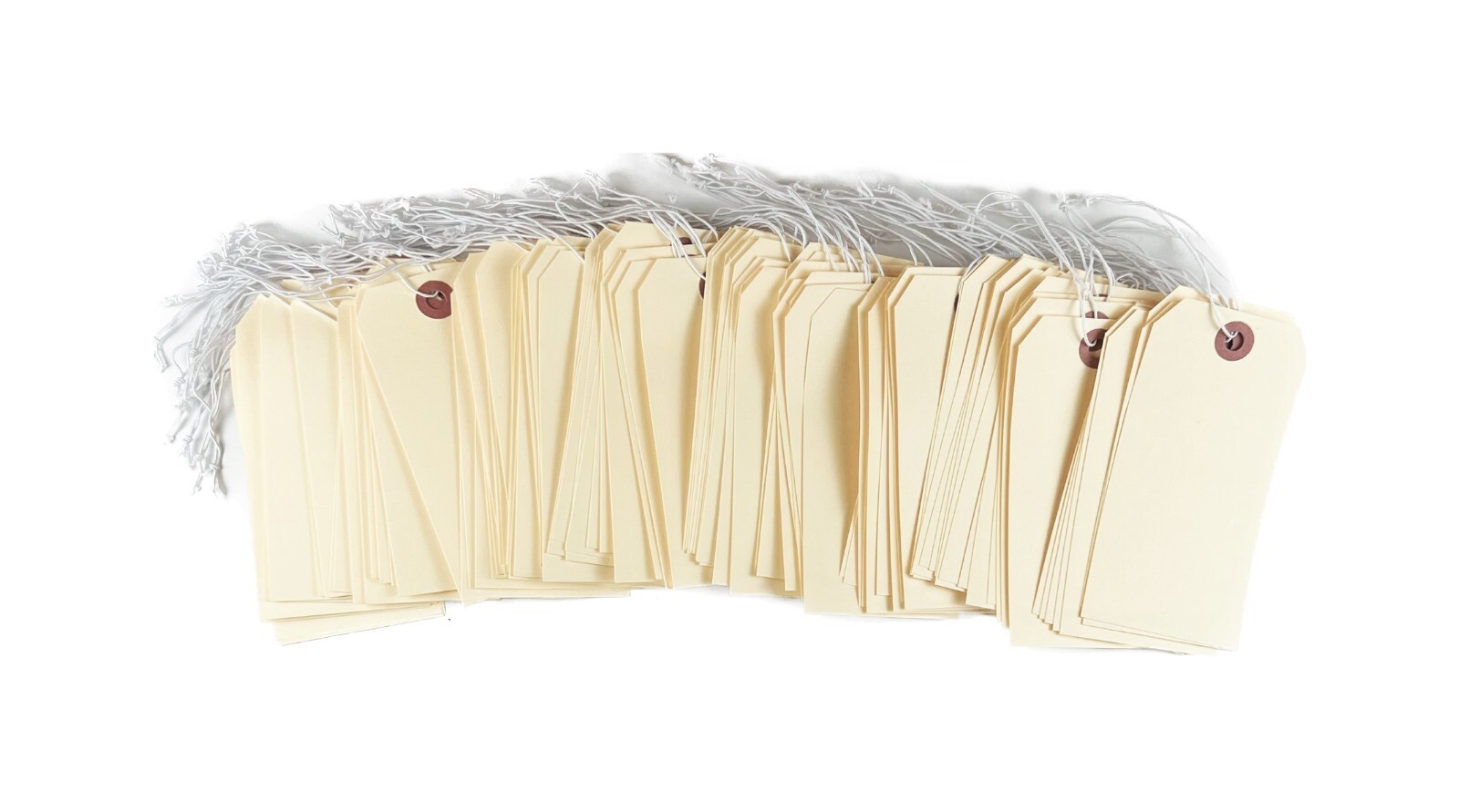 100 of 4 3/4″ x 2 3/8″ Manila Inventory Tags with ELASTIC Stretchy String Size 5